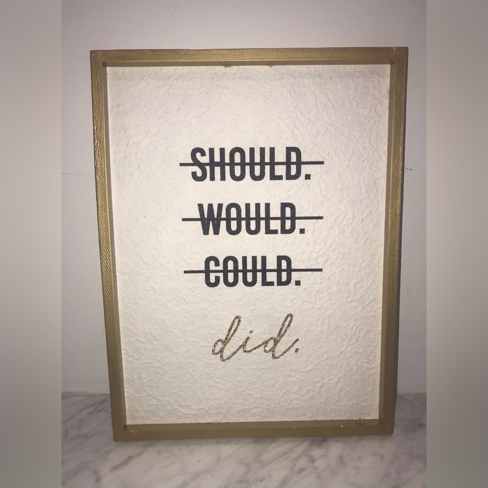 BNWT “Should Would Could Did" wall decor Wood Swarovski Crystals Bling